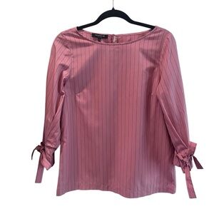 Lafayette‎ 148 New York Pink Rose Pinstriped Kimber Blouse Size Small